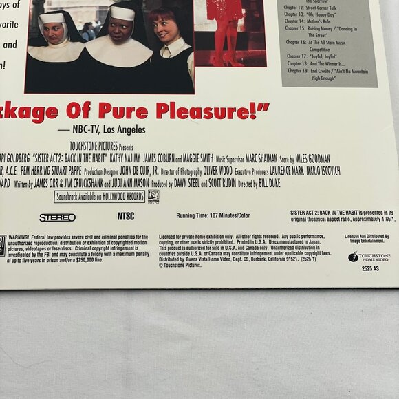 Touchstone Home Video Sister Act 2 Laserdisc LD Collectible Whoopi Goldberg - Picture 5 of 7